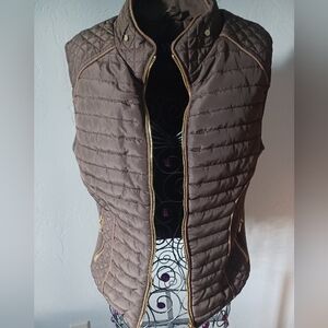 YMI Brown Quilted Gold Hardware Vest
